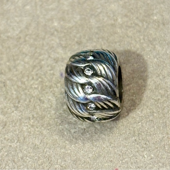 Brighton silver bead with swirls & clear crystals around center Retired - Picture 1 of 6